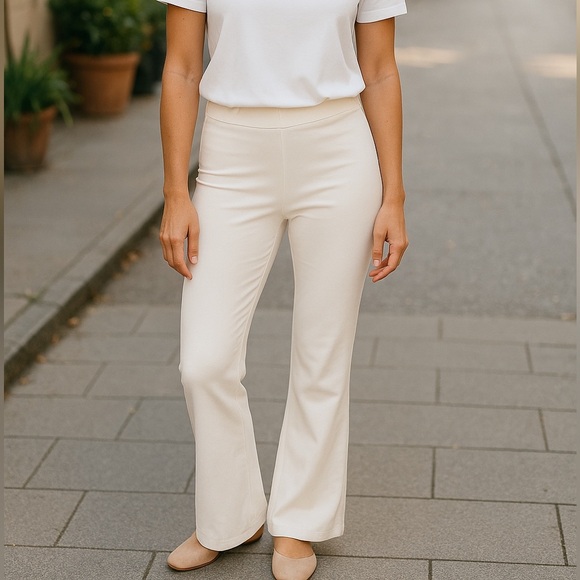 Prana Pants - Prana women's yoga pants ivory Medium cotton modal stretch wide bang exercise